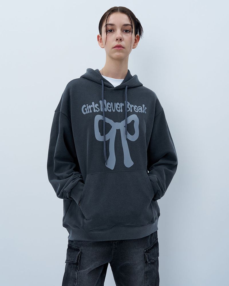 NEVER BREAK PIGMENT HOODIE-CHARCOAL