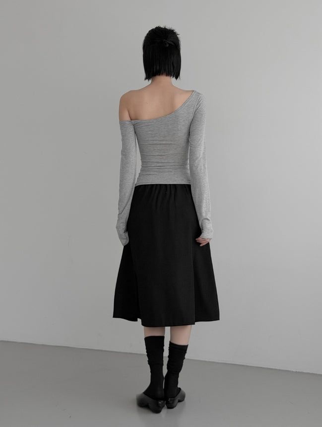 Er Rivet Pintuck Midi Skirt