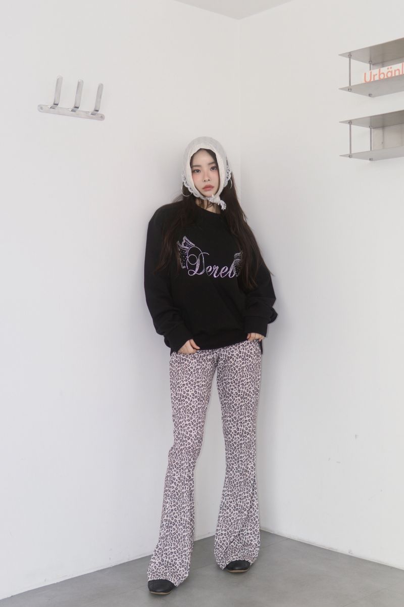 Spandex Leopard Banding Bootcut Pants