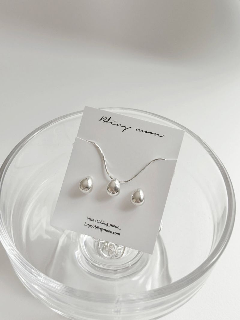 [Silver 925] bold water drop earrings necklace set