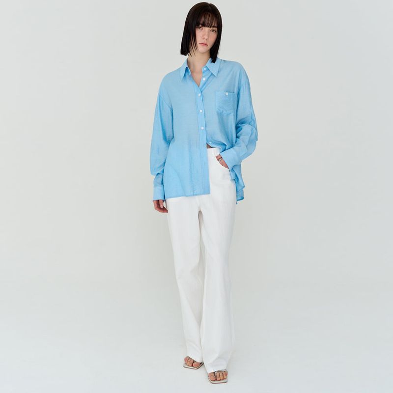 COTTON STRIPE WIDE PANTS (WHITE)