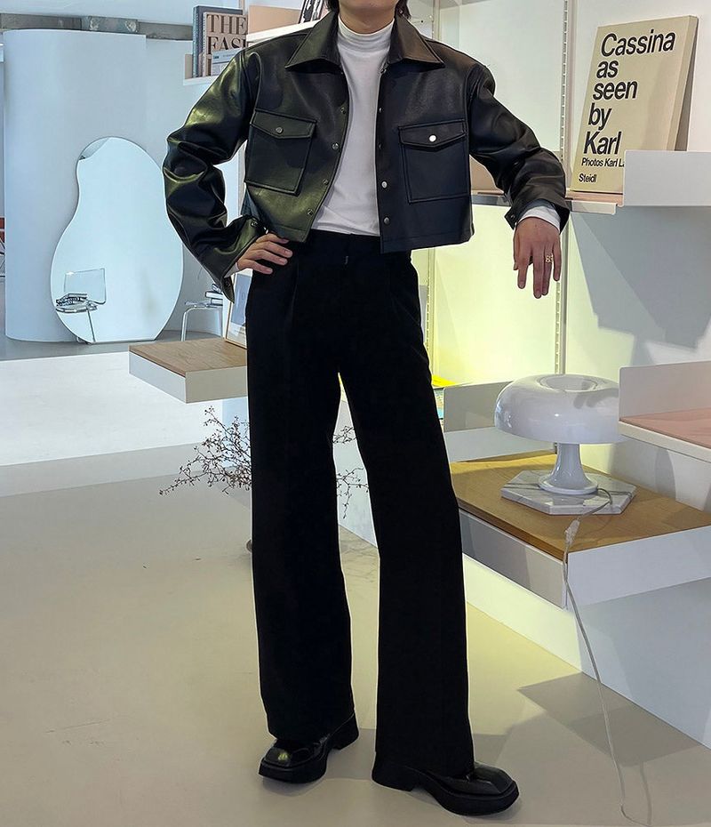 MO French Leather Cropped Jacket (2 colors)