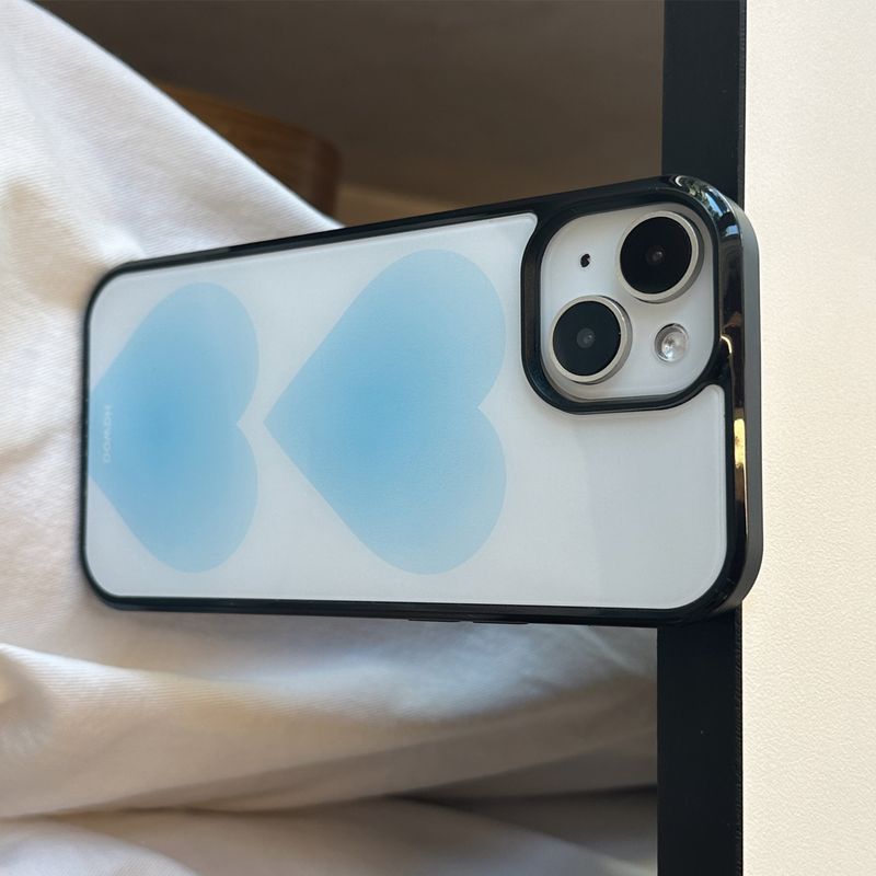 heart glossy glass bumper case (blue)