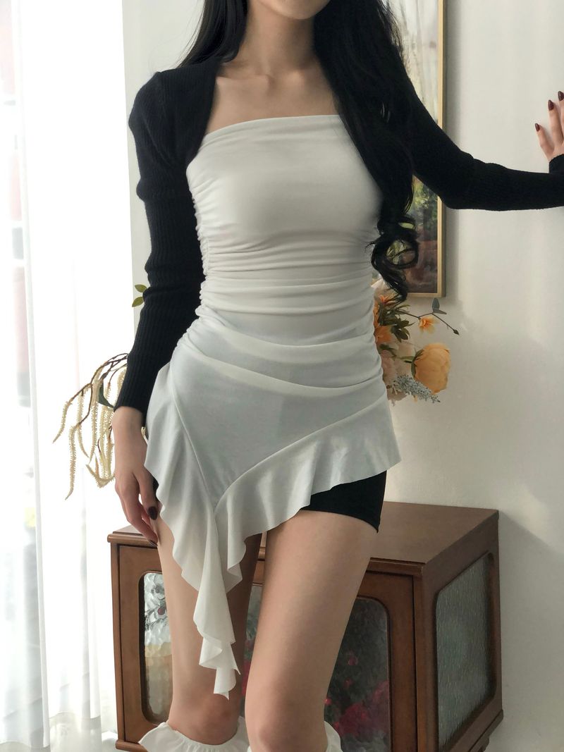 Frill Unbal Mini-dress