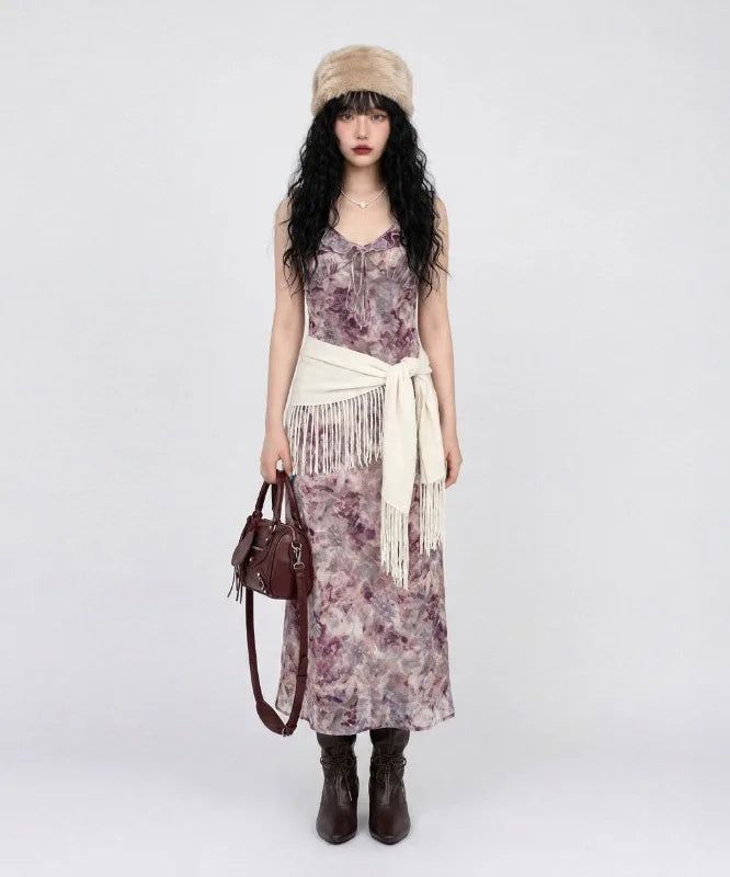 VIVIC（ビビク）の「スモーキー モーブ フローラル ラッフル ドレス（ワンピース/ドレス）」