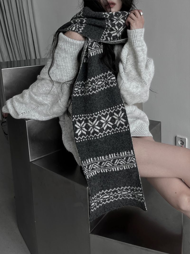 winter jacquard contrast muffler (4color)