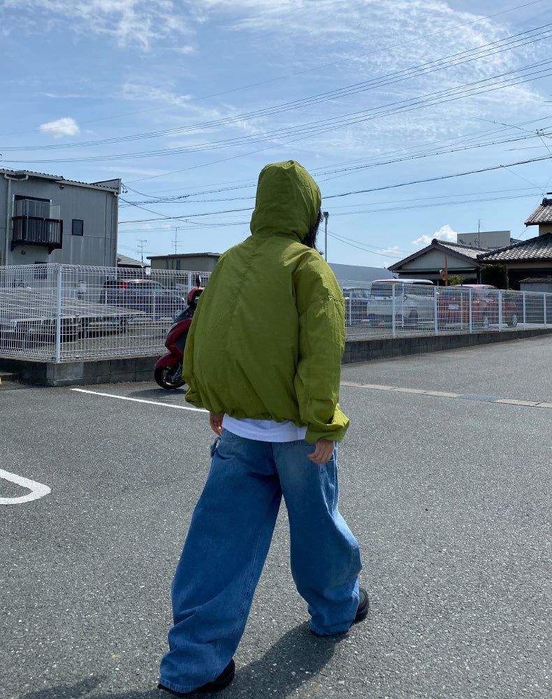 hoody nylon wind breaker (green)
