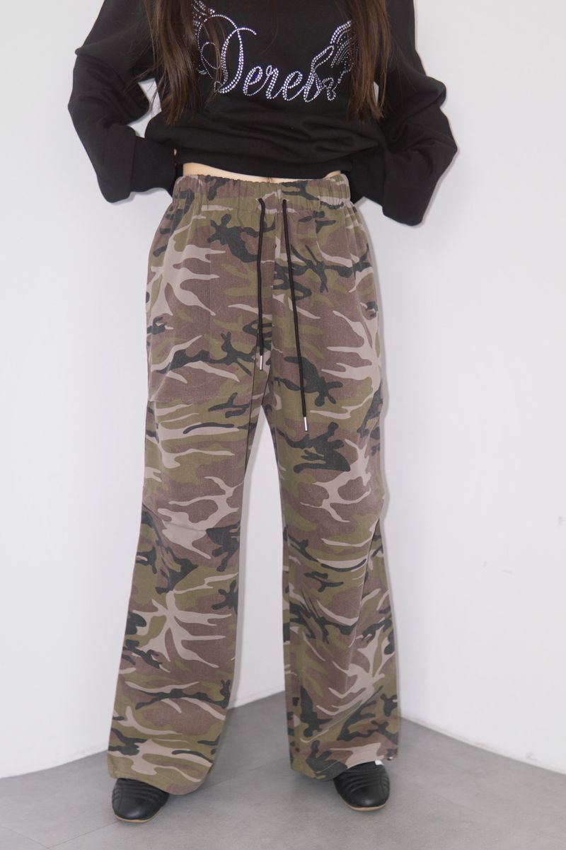 camo casual banding straight pants