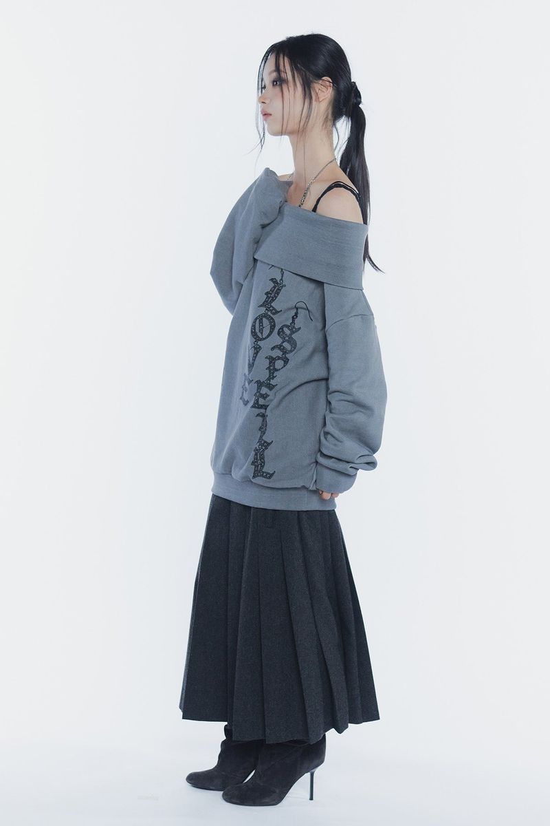 SPELL OFF-SHOULDER SWEATSHIRT charcoal