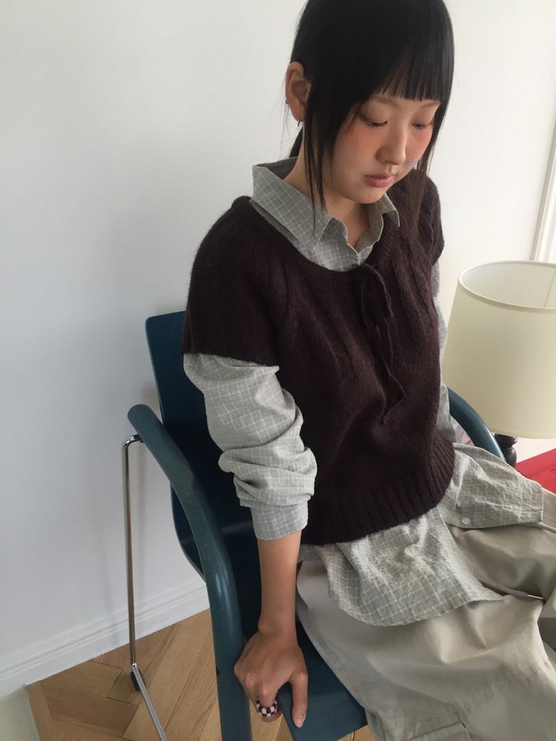 howu（ハウユ）の「Seri Alpaca Ribbon Short Sleeve Knit (3c)（Tops）」