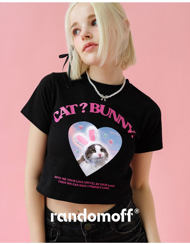 CAT&BUNNY CROP T-SHIRT [4COLOR]