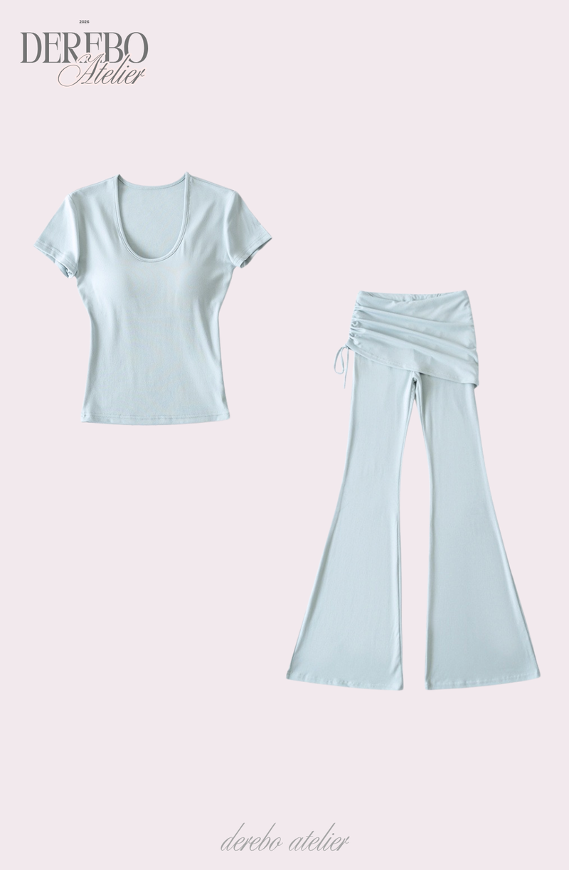 Liiv short-sleeve cap training shirring pants set (LONG PANTS)