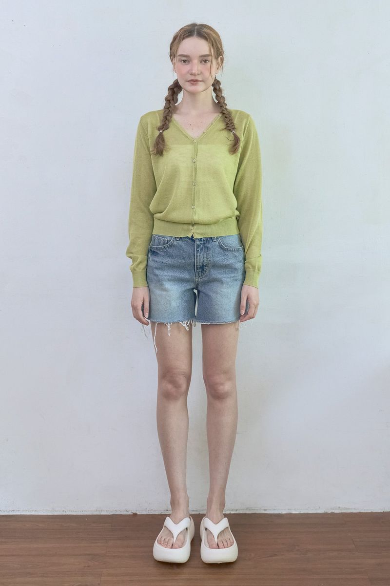 Sorbet Button Cardigan [Olive]