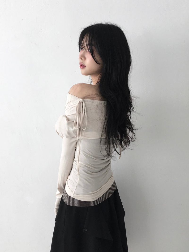 リボンドレープTシャツ