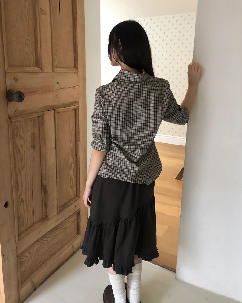 Roman Peach Frill Midi Skirt