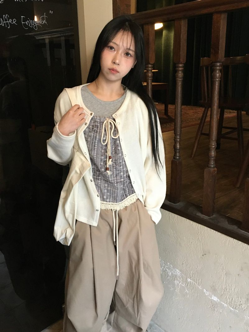 Tail Curved Wide Cotton Pants (4c)
