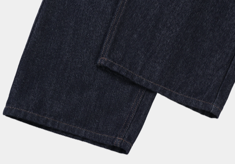 Semi Wide Stitch Raw Fabric Denim Pants