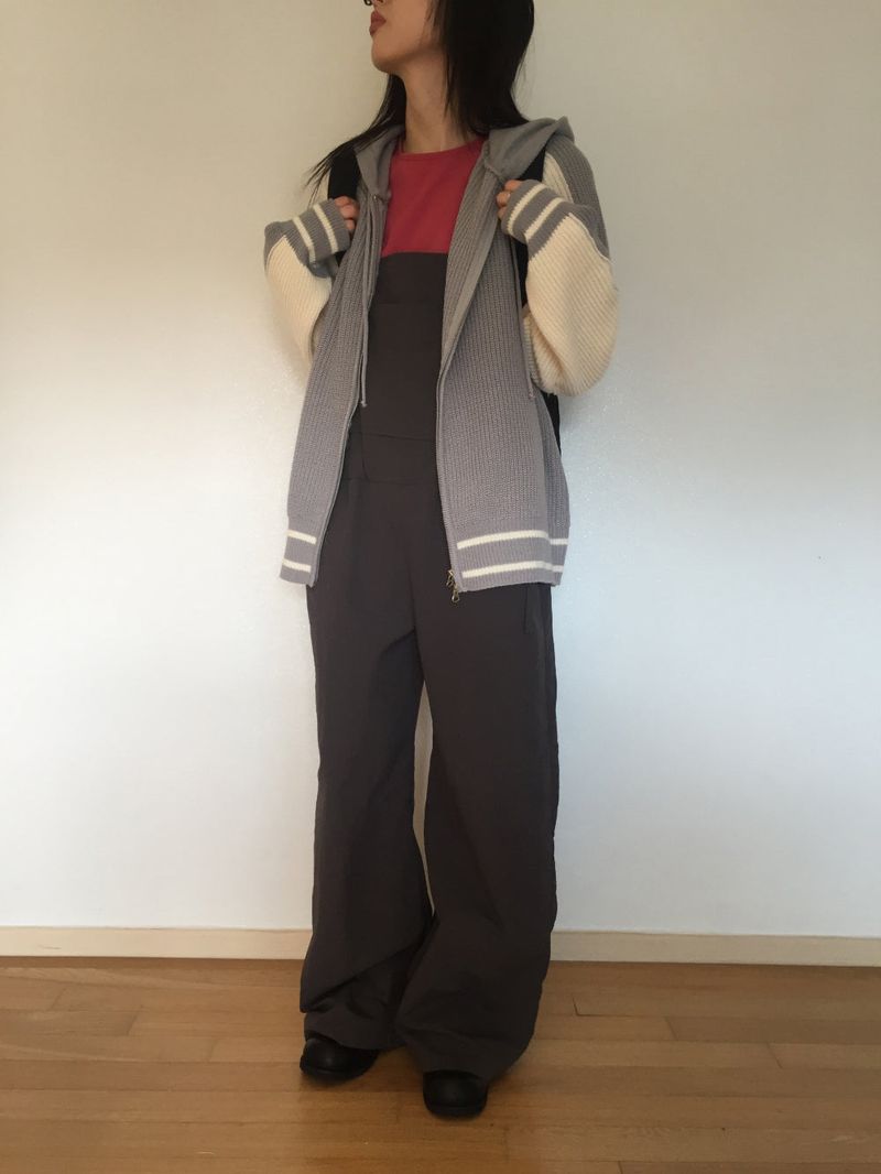 Coloring Hooded Zip-Up Knitwear (4 colors)