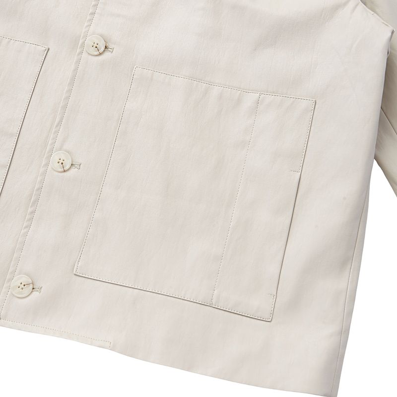 Leather Collar Button Jacket 3COLOR
