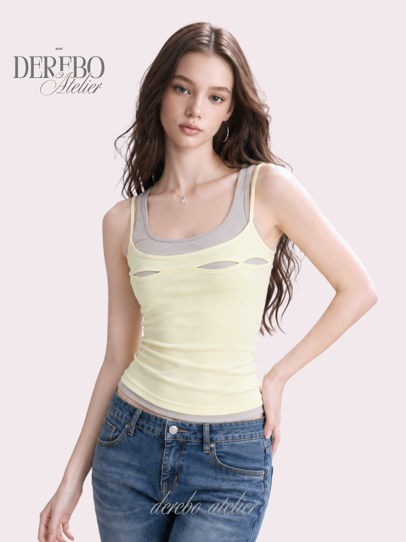 dereborujo（ドレボルゾー）の「Lemon slit layered sleeveless t-shirt（Tops）」