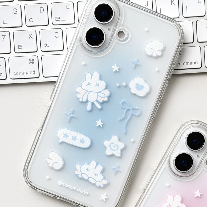 [Gel-hard] Dreaming rabbit Phone case(Blue) (only case)