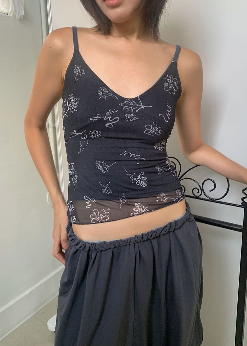 DRAWING MESH SLEEVELESS (3color)