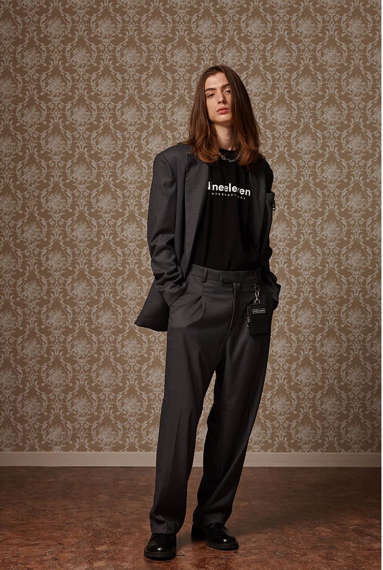 Belted wide slacks