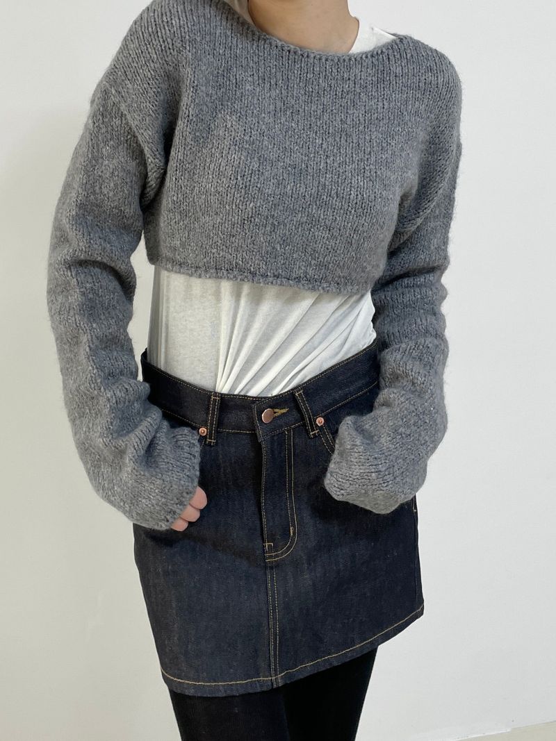 Layering boat neck short knit