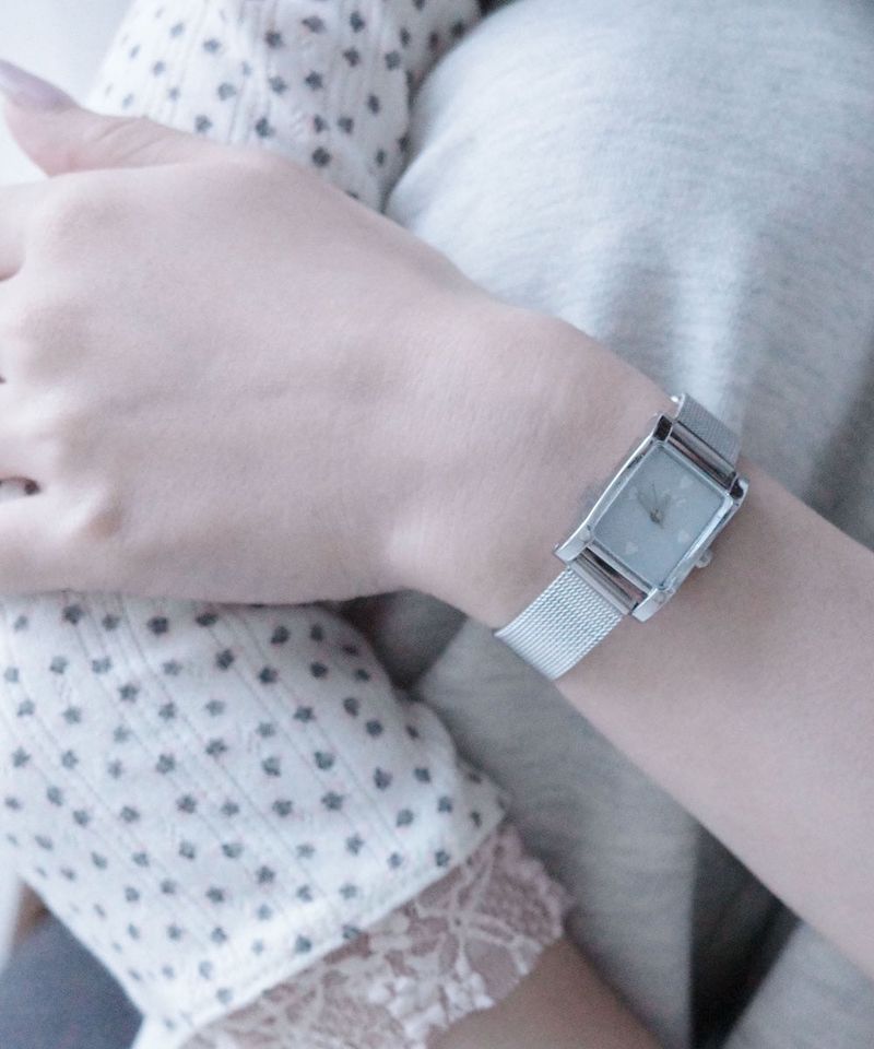 Bubble Heart Watch (Silver White)