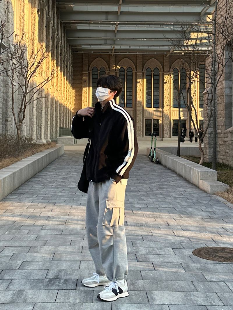 LMN line fleece jersey (black)