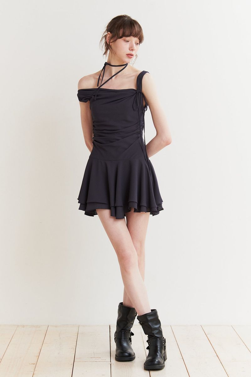 PAIN OR PLEASURE（ペインオアプレジャー）の「LILY FRILL DRESS charcoal（Dresses）」