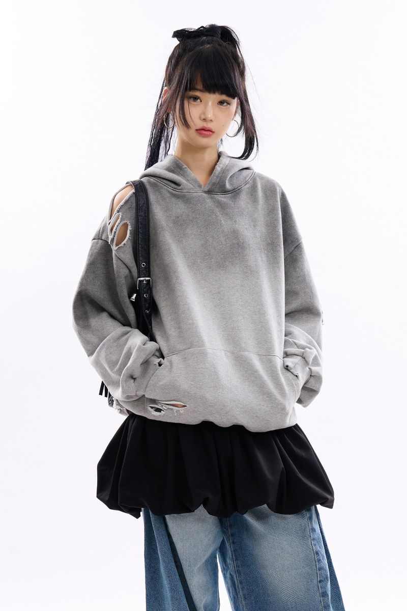 Raucohouse(ラウコハウス)の「Groovy cut out dirty washed hoodie(Tops)」