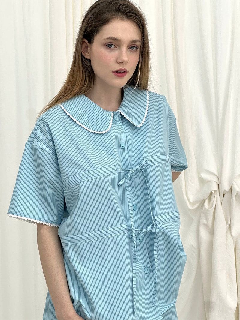 MOIFAIRE(モイフェア)の「ROMANTIC RIBBON PAJAMA SET / SKYBLUE(Setup)」