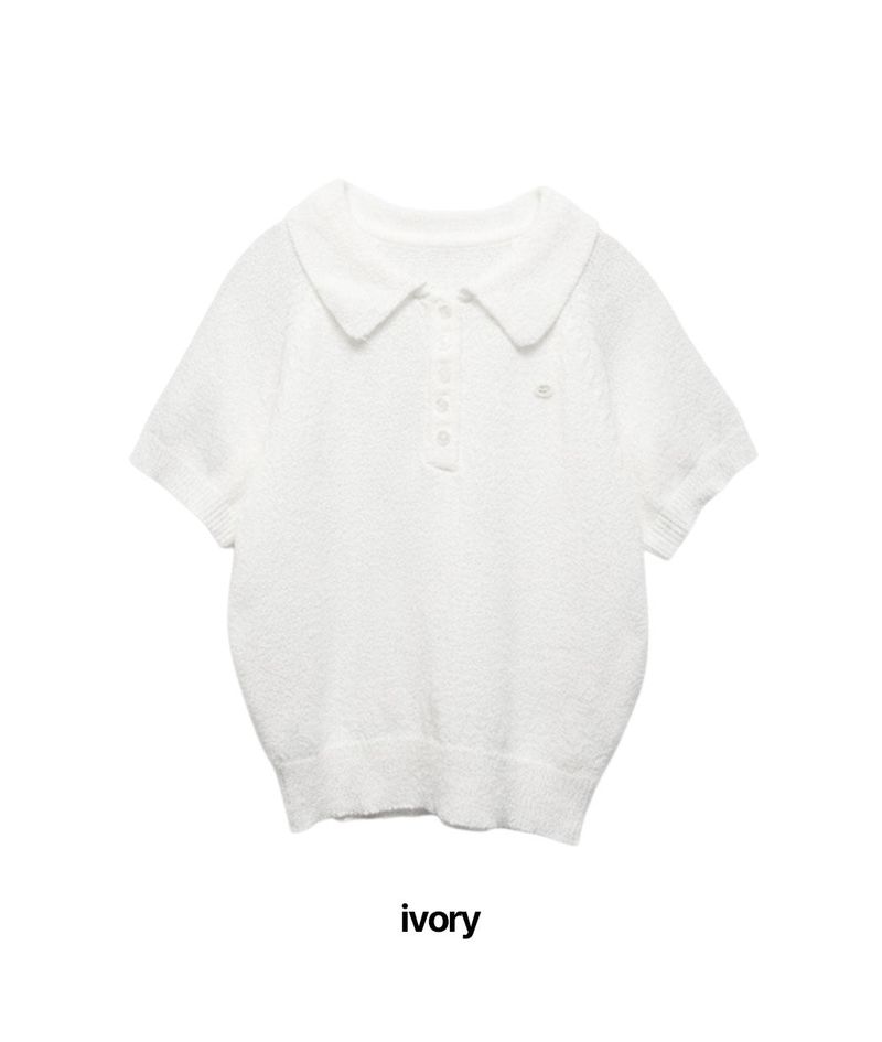 Monal Collar Short Sleeve Knit Tee