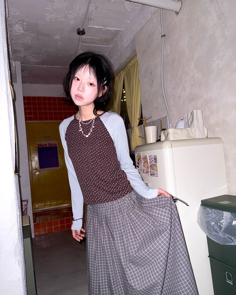 (3color) Ditsy Flower Raglan Long Sleeve Tee