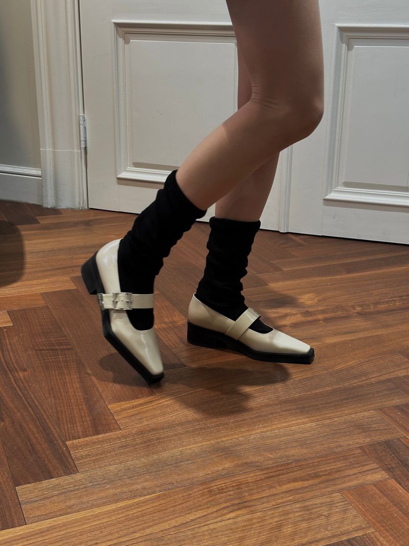Higher Strap Buckle Loafer white