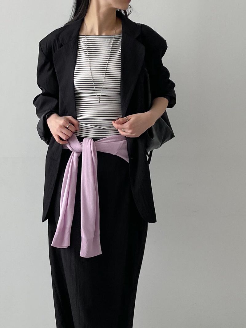 Tencel Striped Boat Neck Sleeveless
