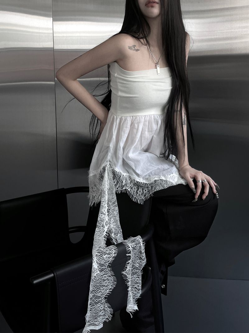 lace frill two-way top (2color)