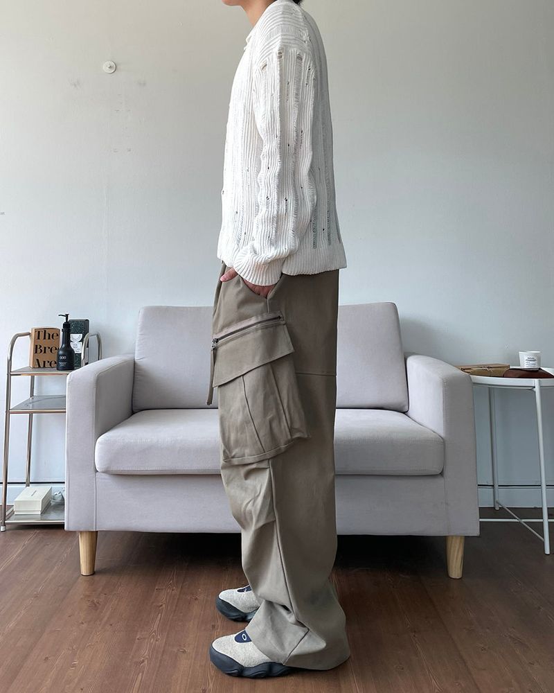 Eyelet Zip-up Knit Cardigan