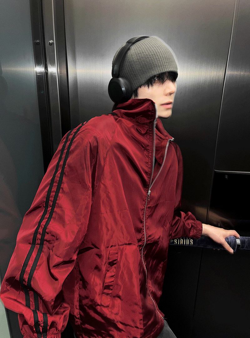 Lightweight High-Neck Side Track Wind Jacket 4color