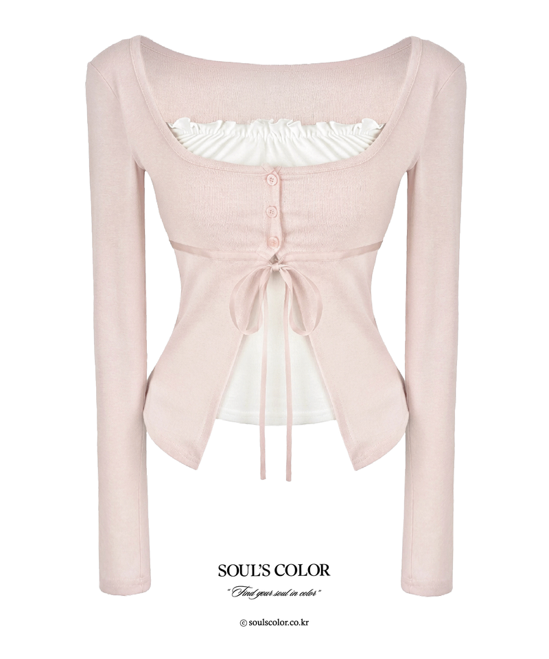 SOUL'S COLOR（ソウルズカラー）の「Kate Ribbon Layered Cardigan Top (2color)（Tops）」