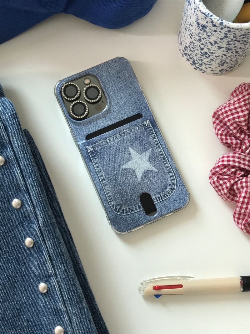 i43（アイササム）の「[MADE] STAR JEANS card case (blue)（Smartphone Accessories）」