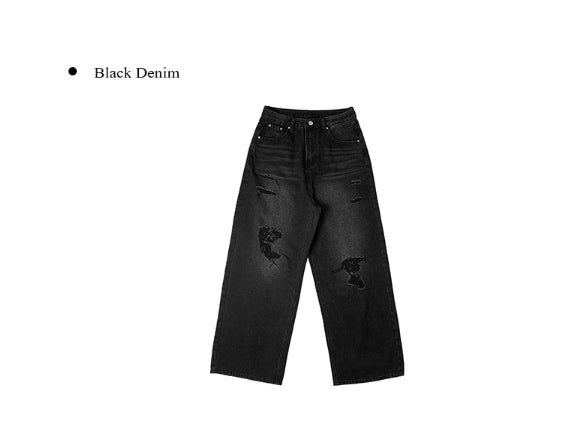 Formyu Damage Denim Washing Wide Pants