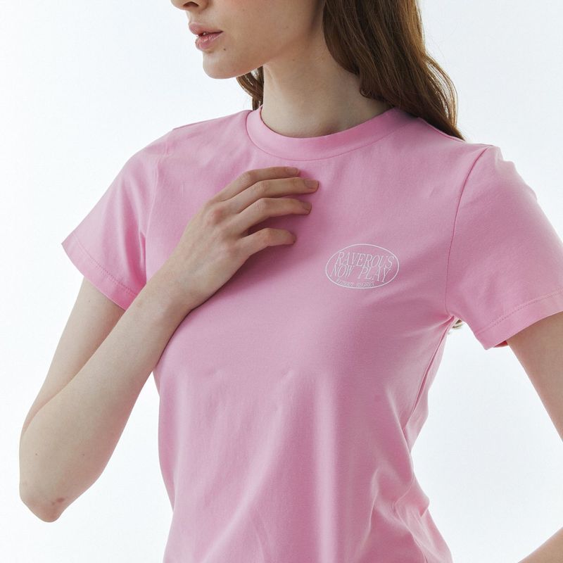 Shape Logo Slim Span T-Shirt Pink