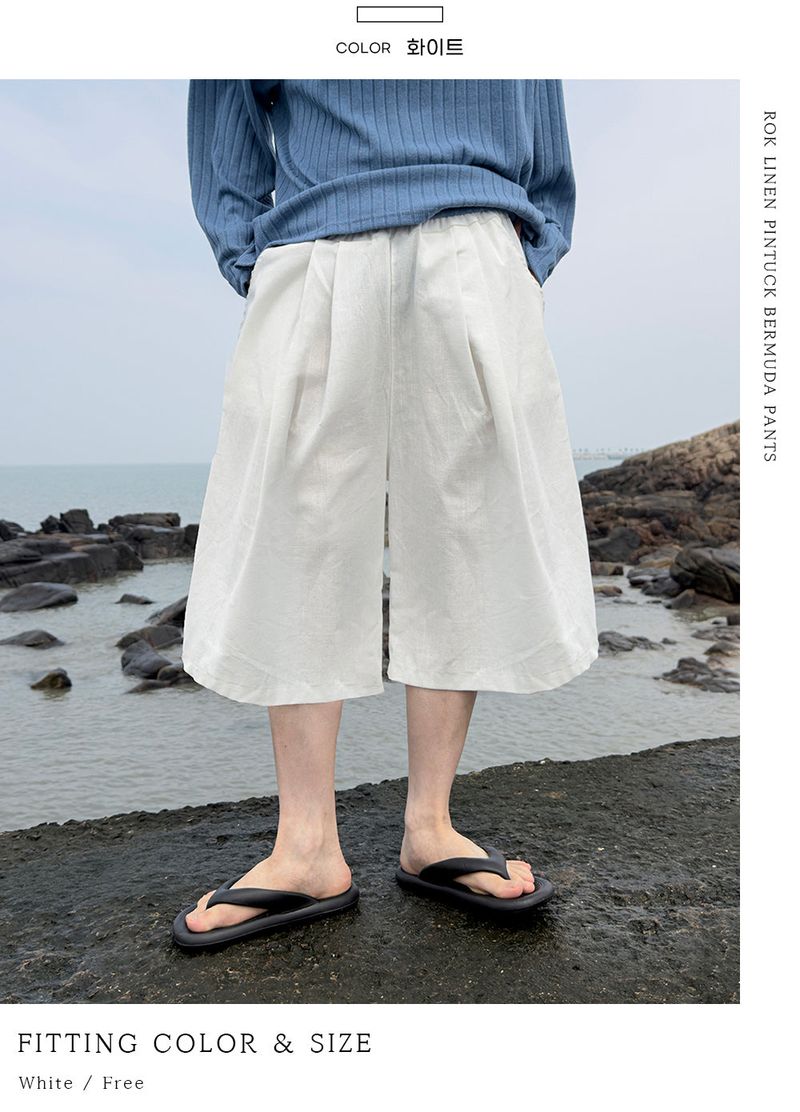 Rok Linen Pintuck Bermuda Pants