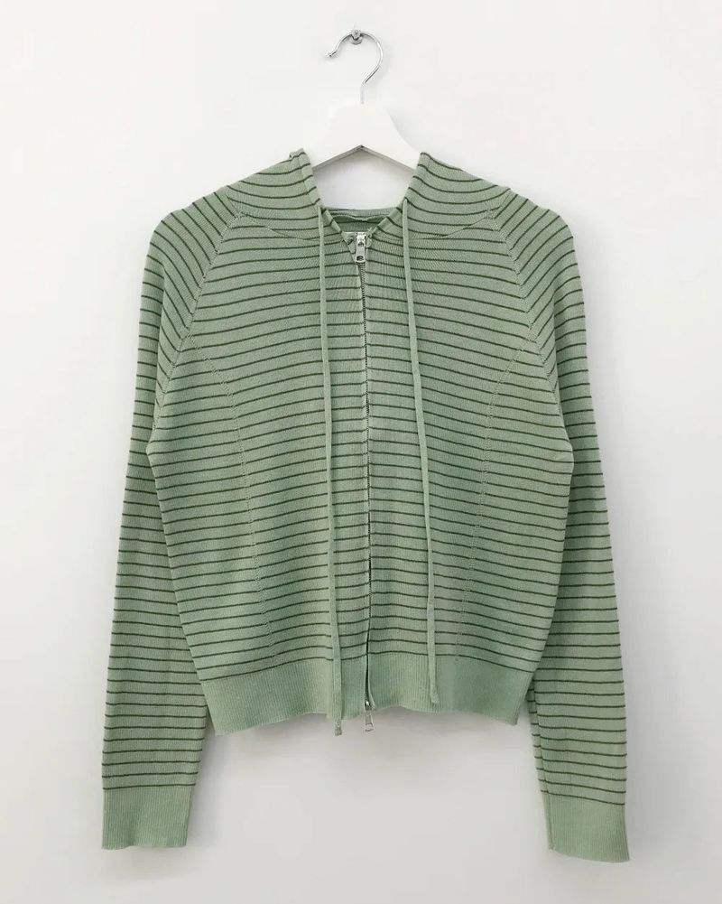 Bobby Striped Knit Zip-Up Hoodie (7color)