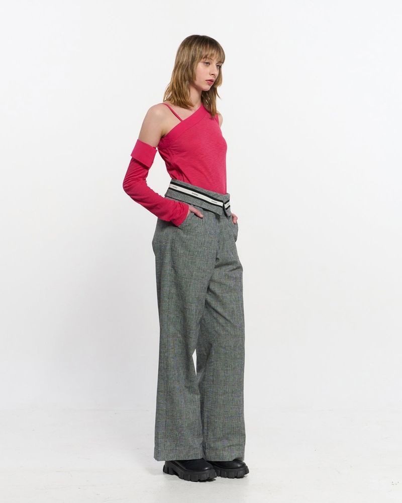 Fold Over Wide Slacks _ GREY
