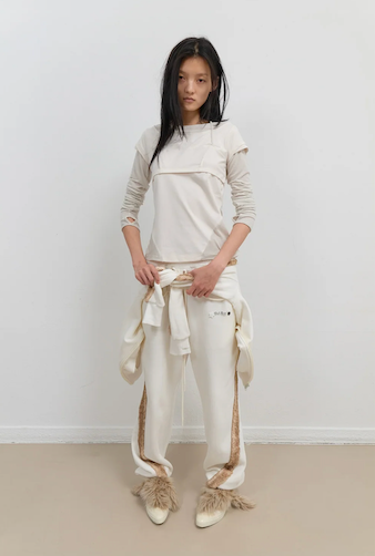 Side Fur Trim Sweatpants / Ivory