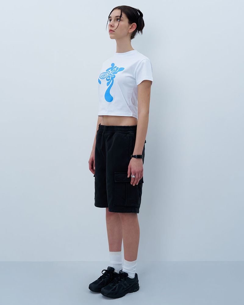 TWISTED LOGO CROP TSHIRT-WHITE