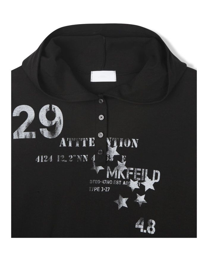 (UNISEX) Attack Henley Hooded Long Sleeve
